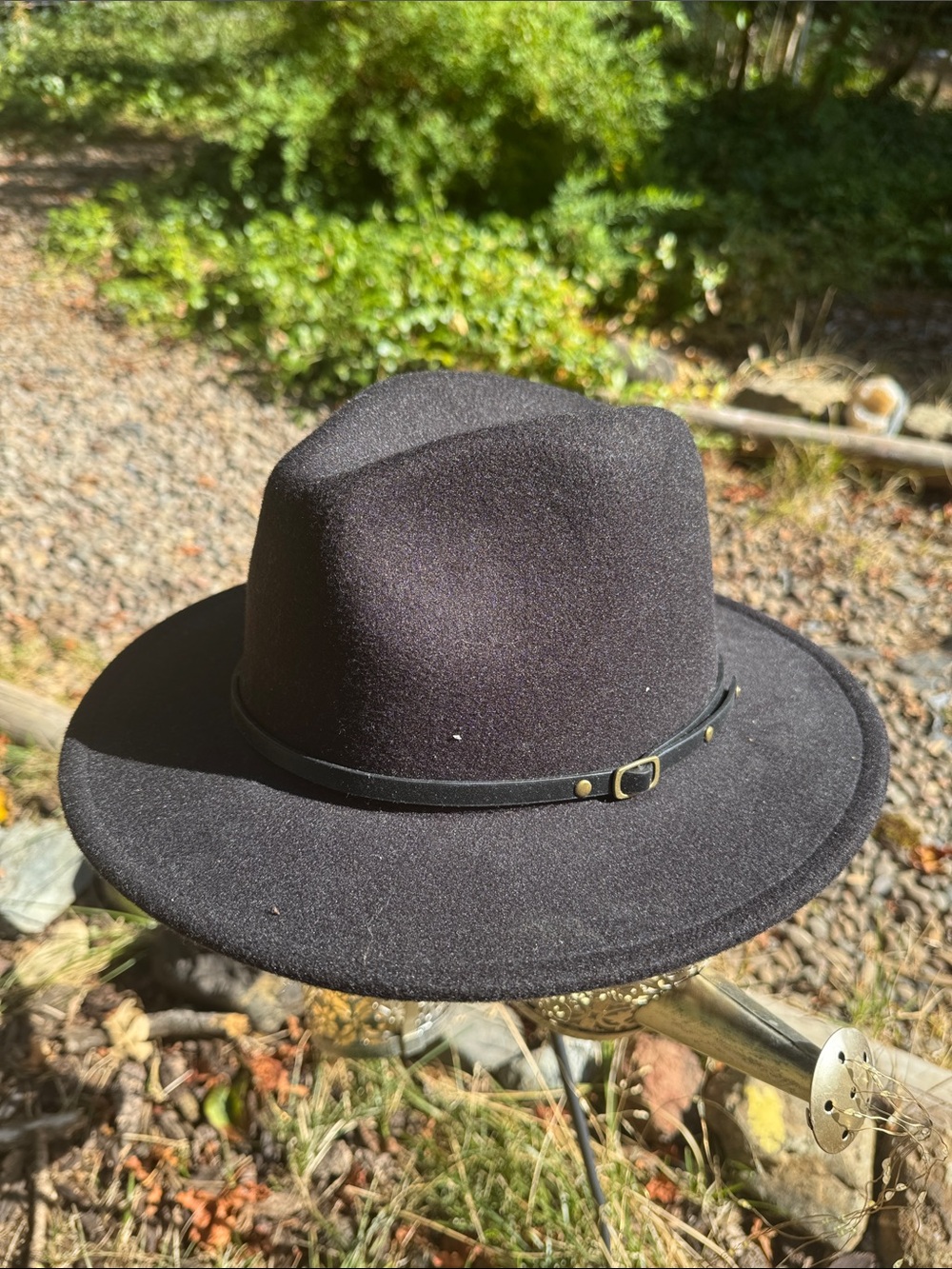 Lisianthus Women Black Belt Buckle Fedora Hat